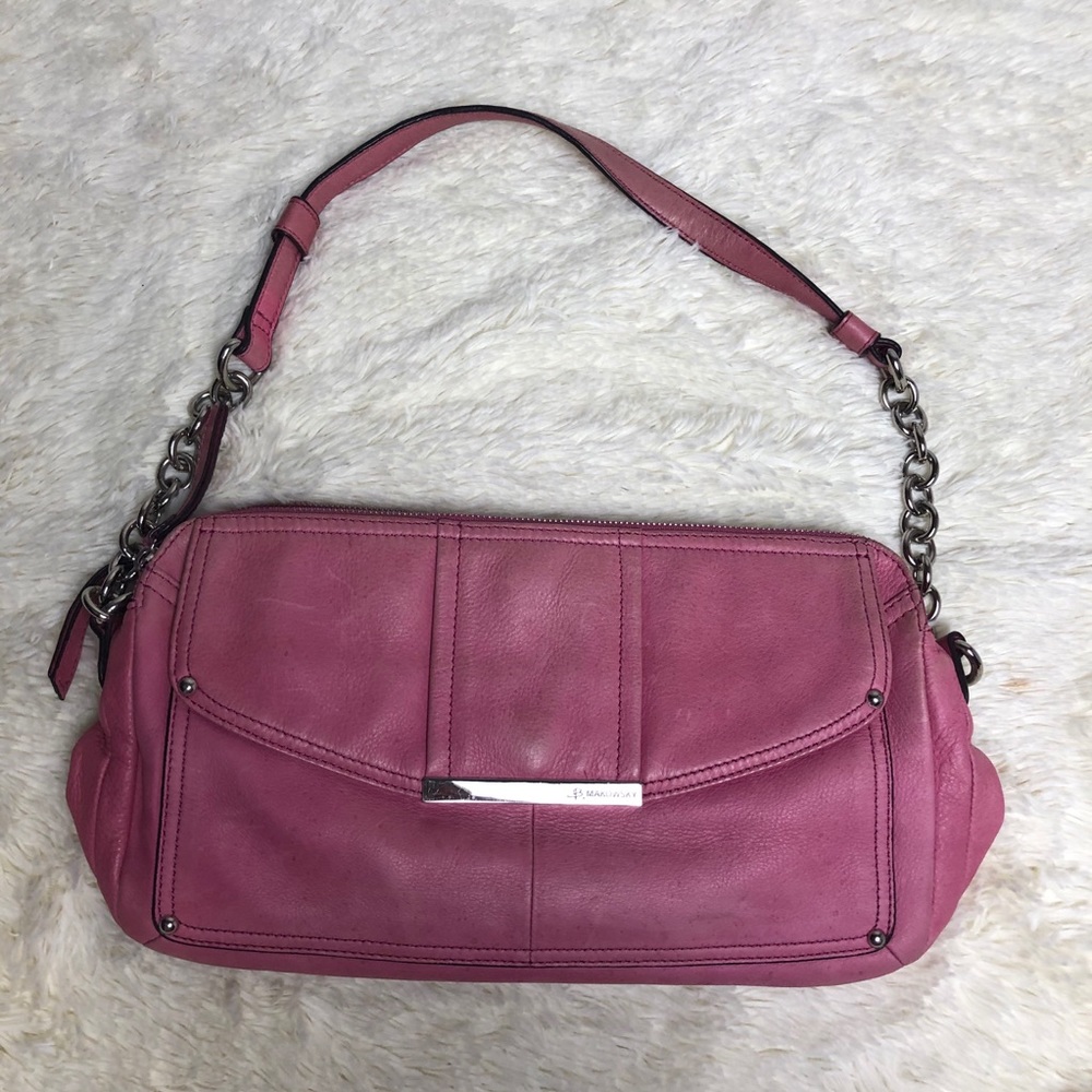 B. Makowsky Pink 3 Compartment Shoulder Bag